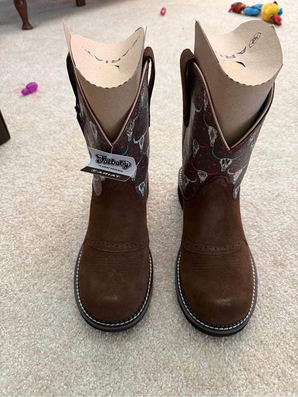 Ariat Brown Western Cowboy Boots - Bull Skull